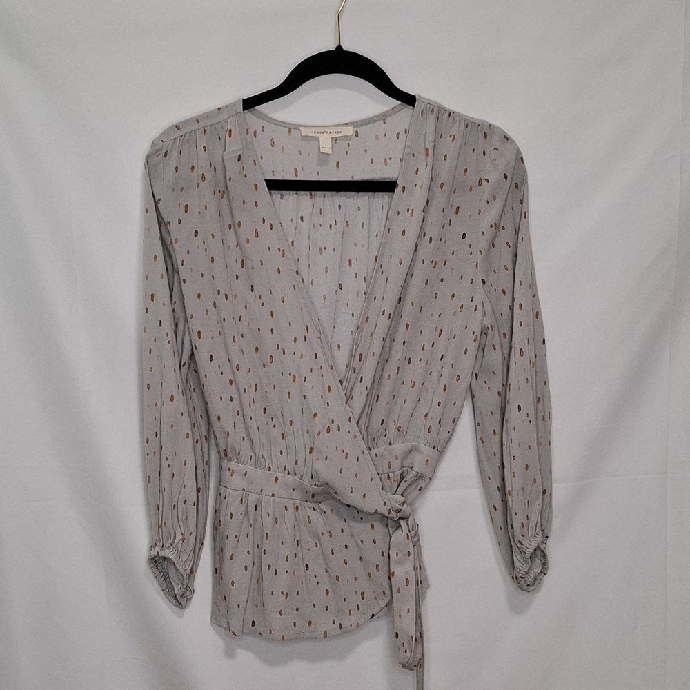 Grade & Gather Long Sleeve Wrap Top Size Small